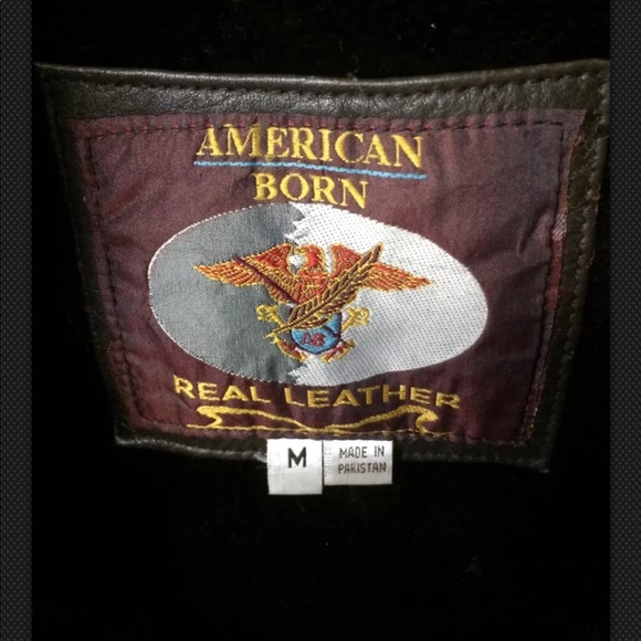 American Born Brown leather hooded jacket size M - Picture 3 of 6